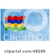 Royalty Free RF Clipart Illustration Of A Waving Mauritius Flag Against A Blue Sky