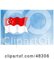 Royalty Free RF Clipart Illustration Of A Waving Singapore Flag Against A Blue Sky