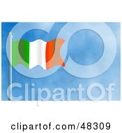Royalty Free RF Clipart Illustration Of A Waving Ireland Flag Against A Blue Sky