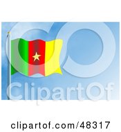 Royalty Free RF Clipart Illustration Of A Waving Cameroon Flag Against A Blue Sky