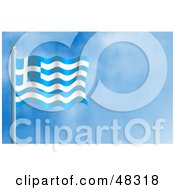 Royalty Free RF Clipart Illustration Of A Waving Greece Flag Against A Blue Sky
