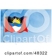 Royalty Free RF Clipart Illustration Of A Waving Antigua And Barbuda Flag Against A Blue Sky