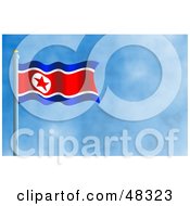 Royalty Free RF Clipart Illustration Of A Waving North Korea Flag Against A Blue Sky by Prawny