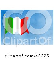 Waving Italy Flag Against A Blue Sky