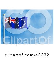 Royalty Free RF Clipart Illustration Of A Waving Cook Islands Flag Against A Blue Sky