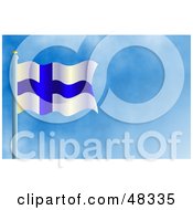 Royalty Free RF Clipart Illustration Of A Waving Finland Flag Against A Blue Sky