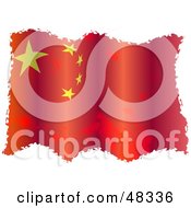 Grungy China Flag Waving On White