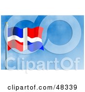 Royalty Free RF Clipart Illustration Of A Waving Dominican Republic Flag Against A Blue Sky