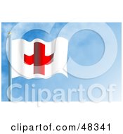 Royalty Free RF Clipart Illustration Of A Waving Red Cross Flag Against A Blue Sky by Prawny