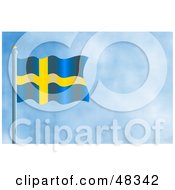 Royalty Free RF Clipart Illustration Of A Waving Sweden Flag Against A Blue Sky
