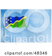 Royalty Free RF Clipart Illustration Of A Waving Solomon Islands Flag Against A Blue Sky
