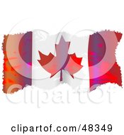 Grungy Canada Maple Leaf Flag Waving On White