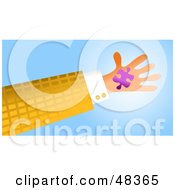 Poster, Art Print Of Handy Hand Holding A Purple Jigsaw Puzzle Piece