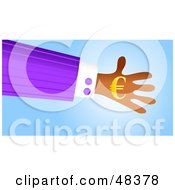 Royalty Free RF Clipart Illustration Of A Handy Hand Holding A Euro Symbol