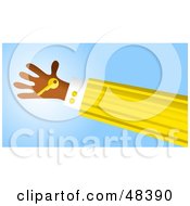 Royalty Free RF Clipart Illustration Of A Handy Hand Holding A Golden Key by Prawny