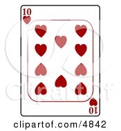 Poster, Art Print Of Ten10 Of Hearts Playing Card