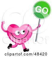 Pink Love Heart Holding A Green Go Sign