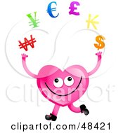 Poster, Art Print Of Pink Love Heart Juggling Currency