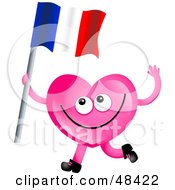 Pink Love Heart Waving A France Flag