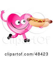Royalty Free RF Clipart Illustration Of A Pink Love Heart Eating A Hot Dog by Prawny