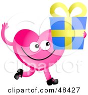 Poster, Art Print Of Pink Love Heart Holding A Gift