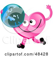 Poster, Art Print Of Pink Love Heart Holding A Globe Featuring Europe