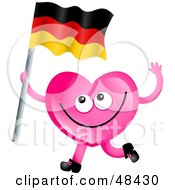 Pink Love Heart Waving A German Flag