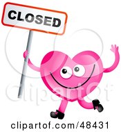 Poster, Art Print Of Pink Love Heart Holding A Closed Sign