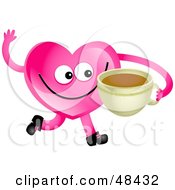 Poster, Art Print Of Pink Love Heart Drinking Coffee