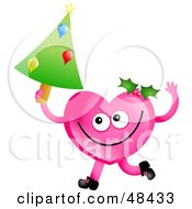 Pink Love Heart Holding A Christmas Tree