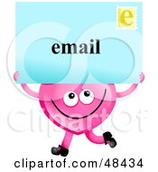 Poster, Art Print Of Pink Love Heart Holding An Email