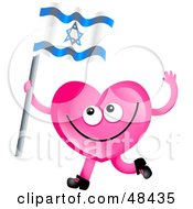 Poster, Art Print Of Pink Love Heart Waving An Israel Flag