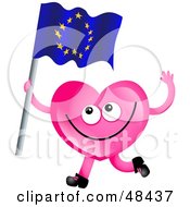 Poster, Art Print Of Pink Love Heart Waving A Europe Flag