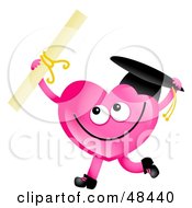 Poster, Art Print Of Pink Love Heart Graduate Holding A Diploma