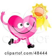 Poster, Art Print Of Pink Love Heart Holding A Medal