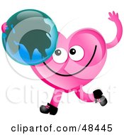 Pink Love Heart Holding A Globe Featuring Asia