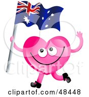 Poster, Art Print Of Pink Love Heart Waving An Australian Flag
