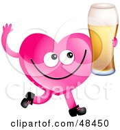 Poster, Art Print Of Pink Love Heart Drinking Beer