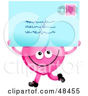 Poster, Art Print Of Pink Love Heart Holding A Postmarked Letter