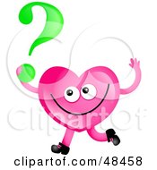 Poster, Art Print Of Pink Love Heart Holding A Question Mark