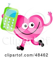 Poster, Art Print Of Pink Love Heart Holding A Cell Phone
