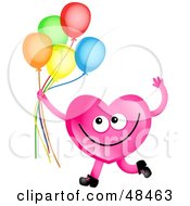 Poster, Art Print Of Pink Love Heart Holding Balloons