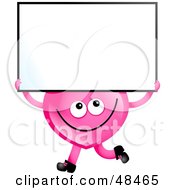 Poster, Art Print Of Pink Love Heart Holding A Blank Sign