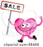 Poster, Art Print Of Pink Love Heart Holding A Sale Sign