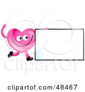 Poster, Art Print Of Pink Love Heart With A Blank Sign