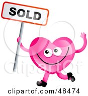 Poster, Art Print Of Pink Love Heart Holding A Sold Sign
