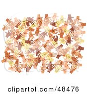 Poster, Art Print Of White Background Of Diverse And Happy Hands