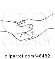 Royalty Free RF Clipart Illustration Of A Pair Of Black And White Gripping Hand Outlines