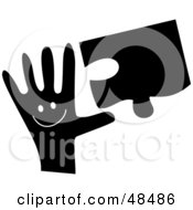 Royalty Free RF Clipart Illustration Of A Black And White Handy Hand Holding A Puzzle Piece by Prawny
