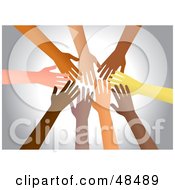 Poster, Art Print Of Group Of Diverse Hands Reaching In Together